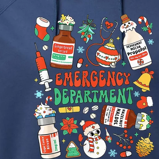 Christmas ER Nurse Emergency Department ER Ed Nurse Tech Performance Fleece Hoodie