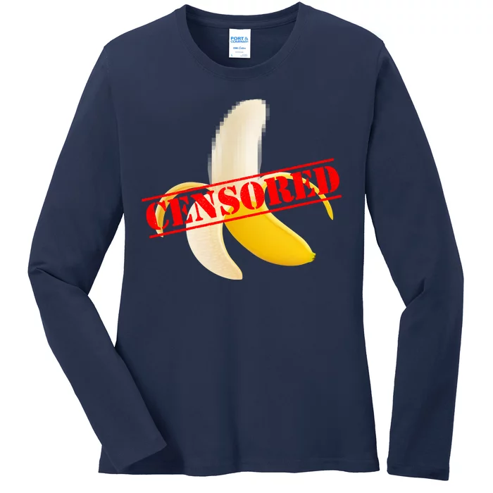 Censored Naked Banana Ladies Long Sleeve Shirt