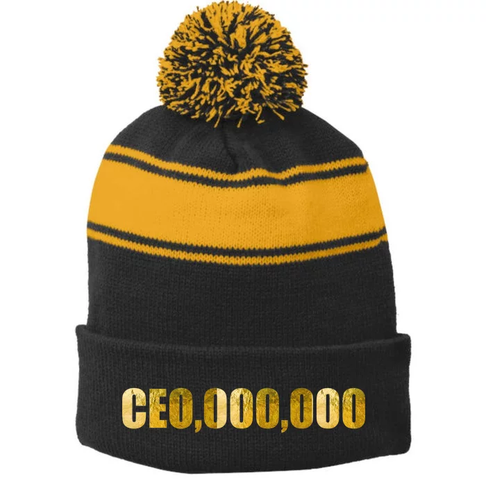 CEO,000,000 Entrepreneur Limited Edition Stripe Pom Pom Beanie