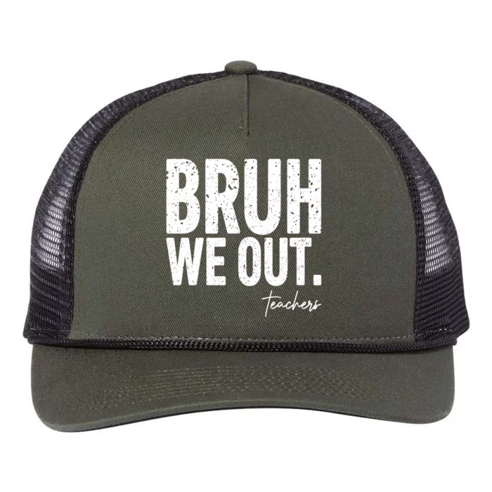 Cute End Of School Year Teacher Summer Bruh We Out Teachers Retro Rope Trucker Hat Cap