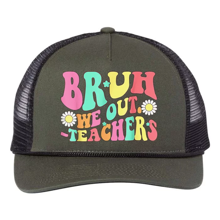 Cute End Of School Year Teacher Summer Bruh We Out Teachers Retro Rope Trucker Hat Cap