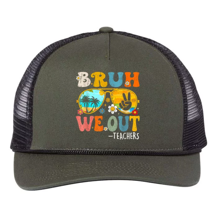 Cute End Of School Year Teacher Summer Bruh We Out Teachers Retro Rope Trucker Hat Cap