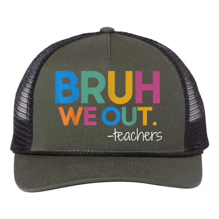 Cute End Of School Year Teacher Summer Bruh We Out Teachers Retro Rope Trucker Hat Cap