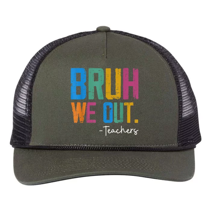 Cute End Of School Year Teacher Summer Bruh We Out Teachers Retro Rope Trucker Hat Cap