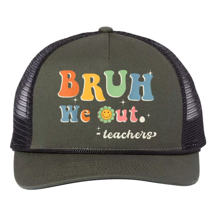 Cute End Of School Year Teacher Summer Bruh We Out Teachers Retro Rope Trucker Hat Cap