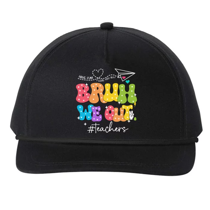 Cute End Of School Year Groovy Summer Bruh We Out Teachers Snapback Five-Panel Rope Hat