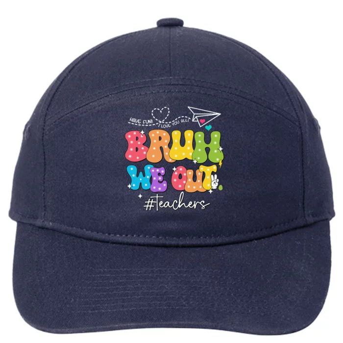 Cute End Of School Year Groovy Summer Bruh We Out Teachers 7-Panel Snapback Hat