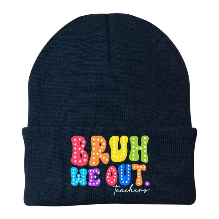 Cute End Of School Year Groovy Summer Bruh We Out Teachers Knit Cap Winter Beanie