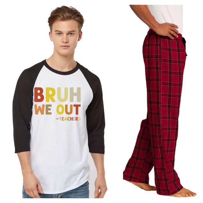 Cute End Of School Year Teacher Summer Bruh We Out Teachers Raglan Sleeve Pajama Set