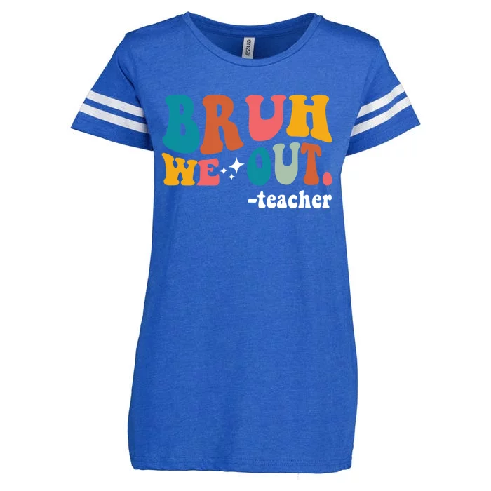 Cute End Of School Year Teacher Summer Bruh We Out Teachers Enza Ladies Jersey Football T-Shirt