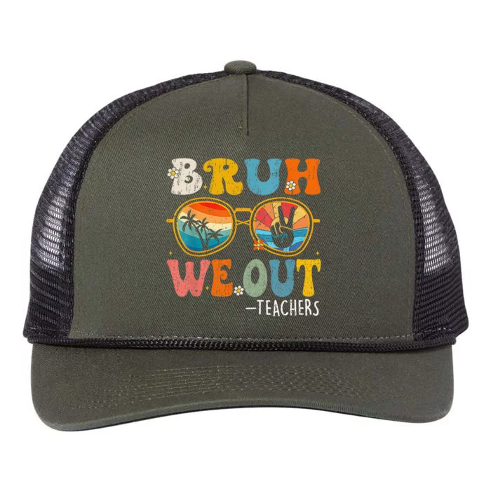 Cute End Of School Year Teacher Summer Bruh We Out Teachers Retro Rope Trucker Hat Cap