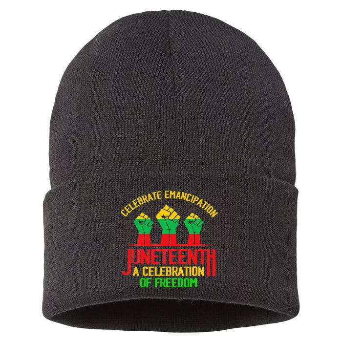 Celebrate Emancipation Of Freedom Juneteenth African America Sustainable Knit Beanie