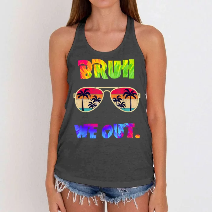 Cute End Of School Year Teacher Summer Bruh We Out Teachers Women's Knotted Racerback Tank