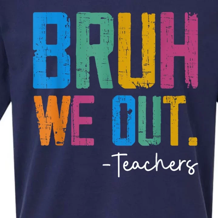 Cute End Of School Year Teacher Summer Bruh We Out Teachers Sueded Cloud Jersey T-Shirt