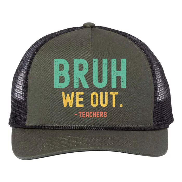 Cute End Of School Year Teacher Summer Bruh We Out Teachers Retro Rope Trucker Hat Cap