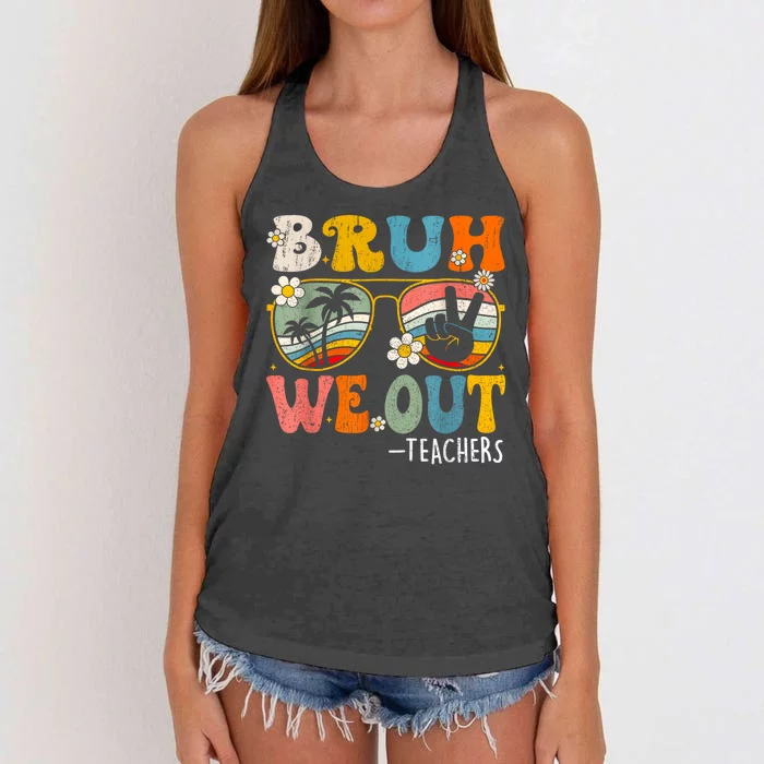 Cute End Of School Year Teacher Summer Bruh We Out Teachers Women's Knotted Racerback Tank