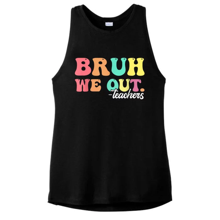 Cute End Of School Year Groovy Summer Bruh We Out Teachers Gift Ladies Tri-Blend Wicking Tank