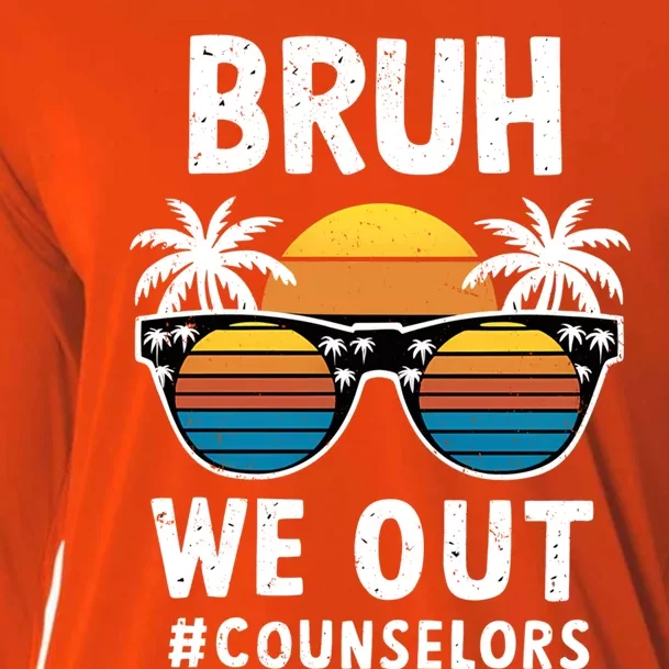 Cute End Of School Summer Vacation Bruh We Out Counselors Gift Cooling Performance Long Sleeve Crew