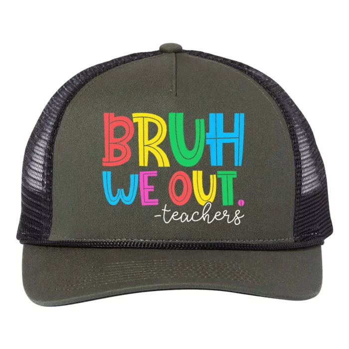 Cute End Of School Year Teacher Summer Bruh We Out Teachers Retro Rope Trucker Hat Cap