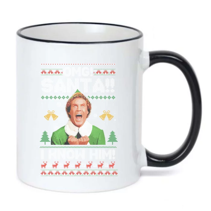 Christmas Elf Omg! Santa! I Know Him Ugly Christmas Sweater Gift Black Color Changing Mug