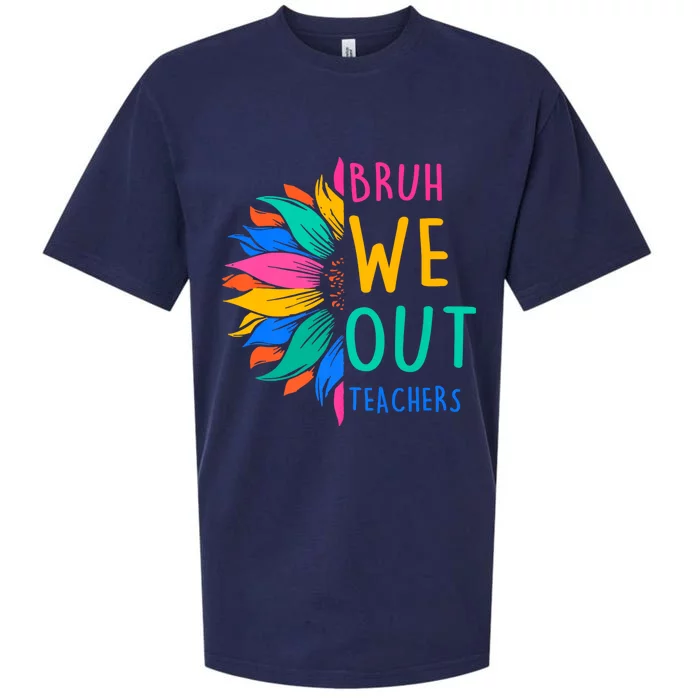 Cute End Of The School Year Bruh We Out Teachers Sunflower Sueded Cloud Jersey T-Shirt