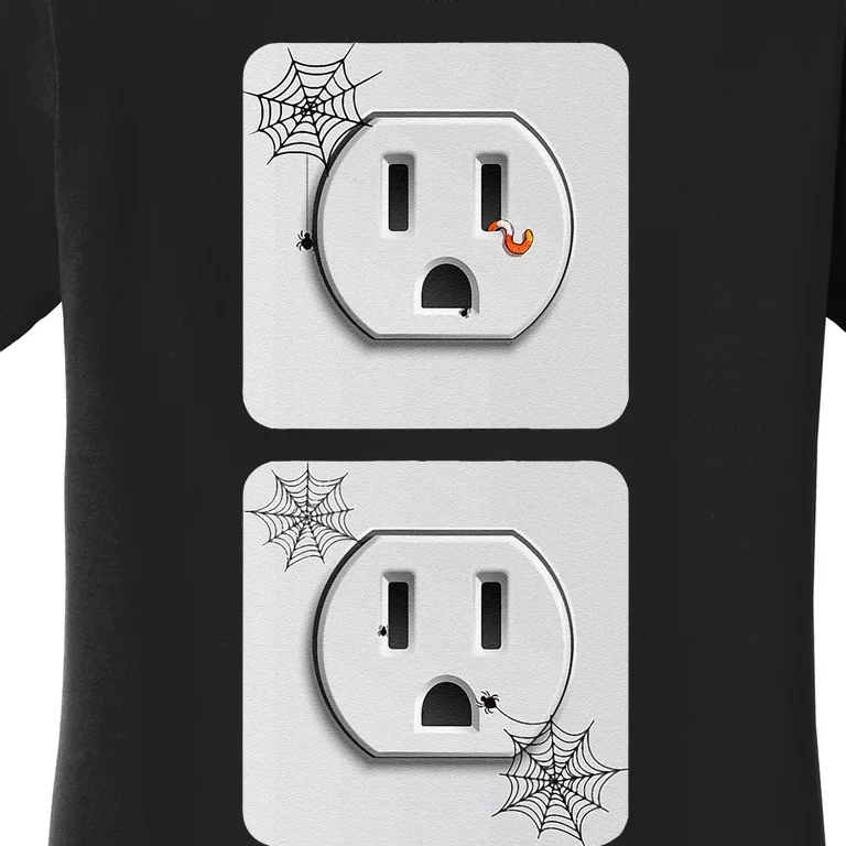 Cute Electrical Outlet Plug & Socket Funny Halloween Couples Women's T-Shirt