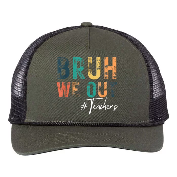 Cute End Of School Year Teacher Summer Bruh We Out Teachers Retro Rope Trucker Hat Cap