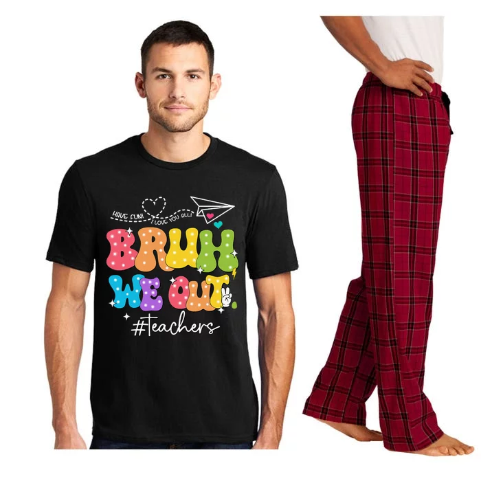 Cute End Of School Year Groovy Summer Bruh We Out Teachers Pajama Set