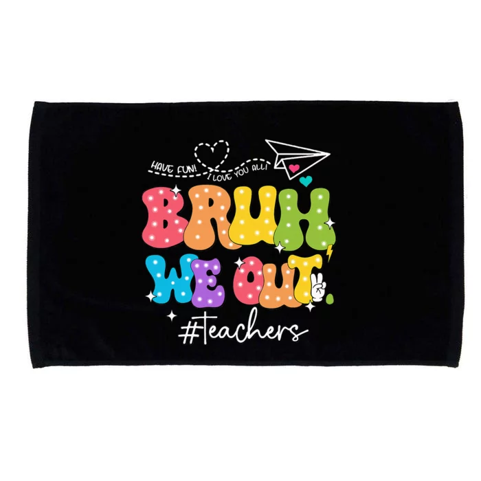 Cute End Of School Year Groovy Summer Bruh We Out Teachers Microfiber Hand Towel