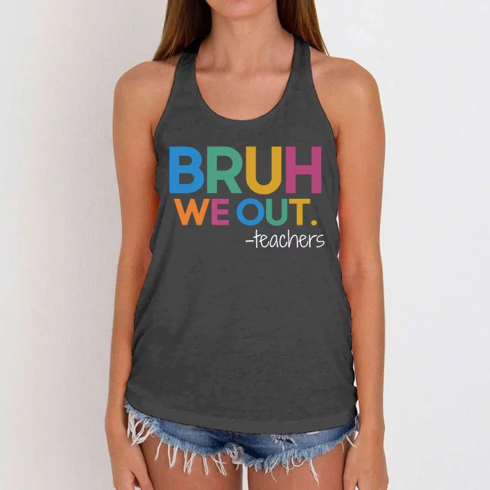 Cute End Of School Year Teacher Summer Bruh We Out Teachers Premium Women's Knotted Racerback Tank