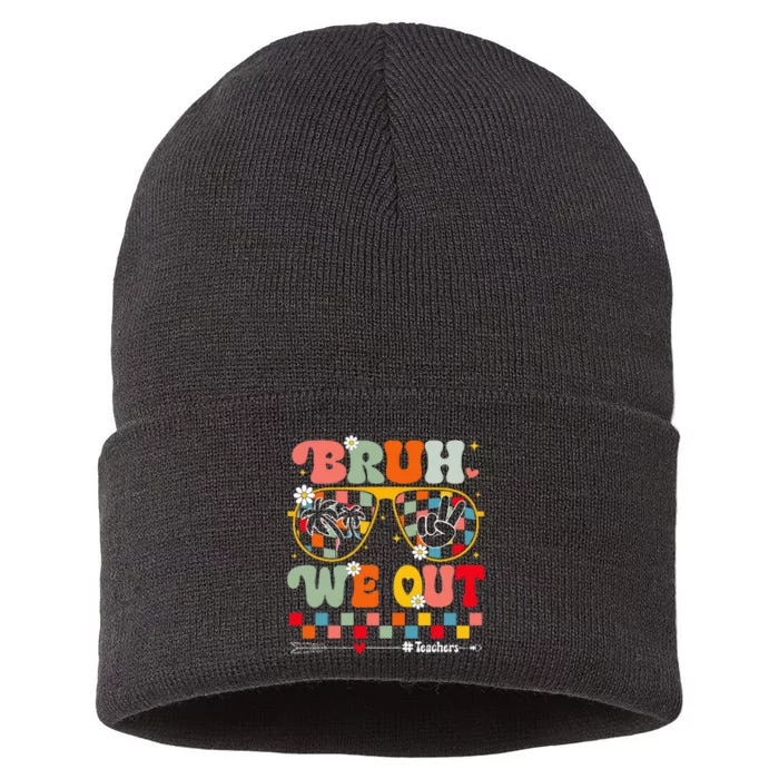 Cute End Of School Year Teacher Summer Bruh We Out Teachers Sustainable Knit Beanie