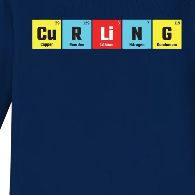 Curling Elementary Periodic Table Funny Gift Baby Long Sleeve Bodysuit