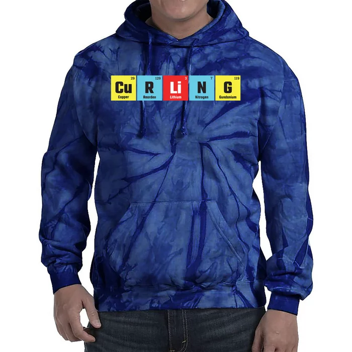 Curling Elementary Periodic Table Funny Gift Tie Dye Hoodie