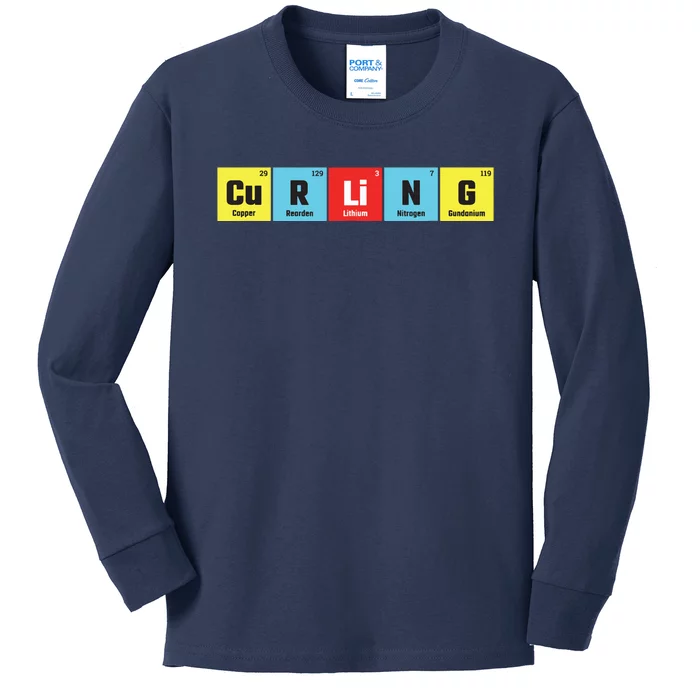 Curling Elementary Periodic Table Funny Gift Kids Long Sleeve Shirt