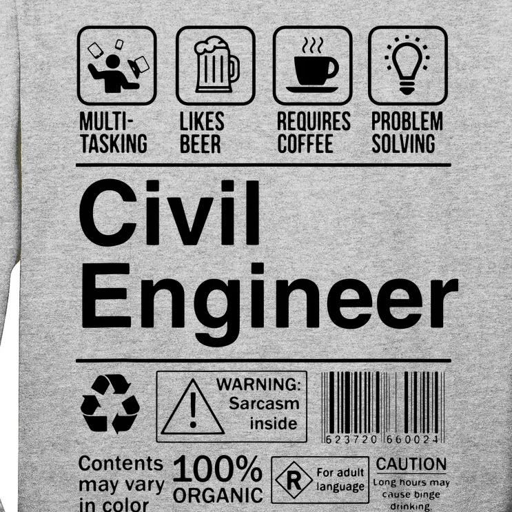 Civil Engineer Product Label Funny Gift Long Sleeve Shirt