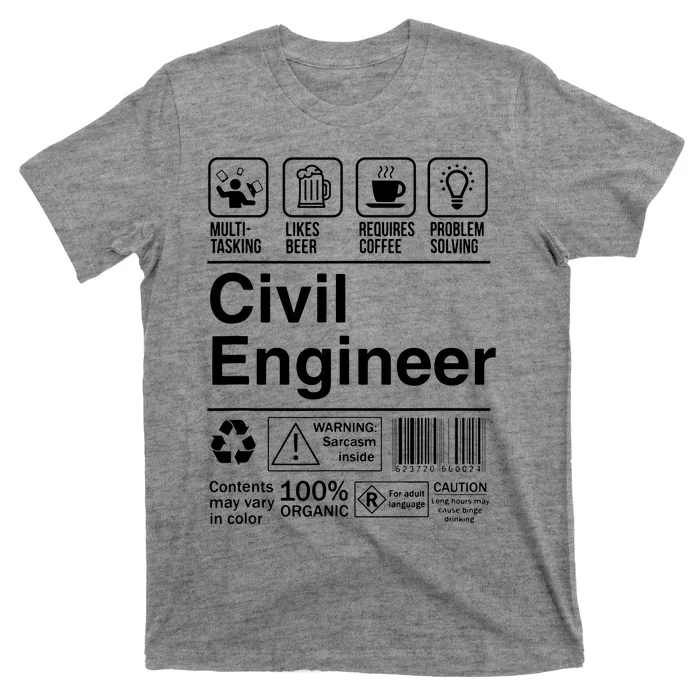 Civil Engineer Product Label Funny Gift T-Shirt