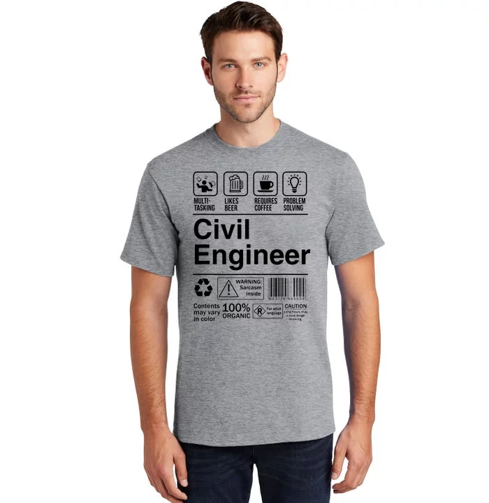 Civil Engineer Product Label Funny Gift Tall T-Shirt