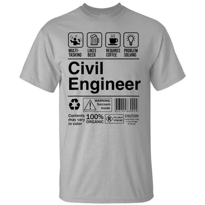 Civil Engineer Product Label Funny Gift Tall T-Shirt