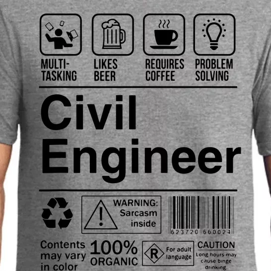 Civil Engineer Product Label Funny Gift Pajama Set