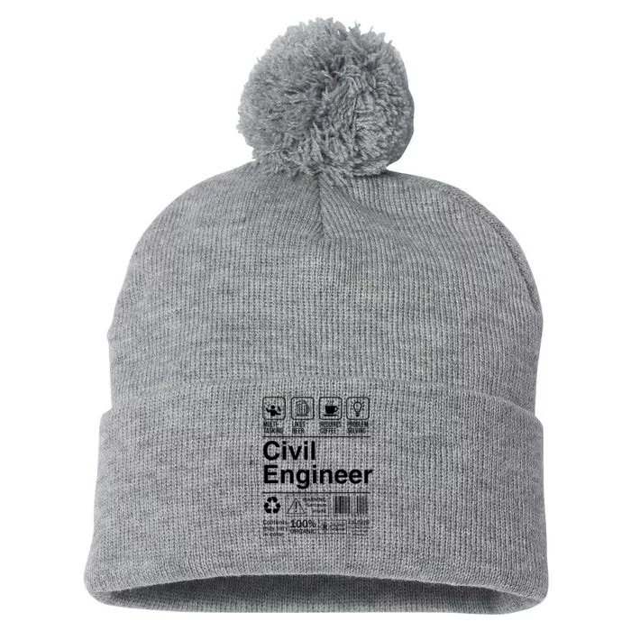 Civil Engineer Product Label Funny Gift Pom Pom 12in Knit Beanie