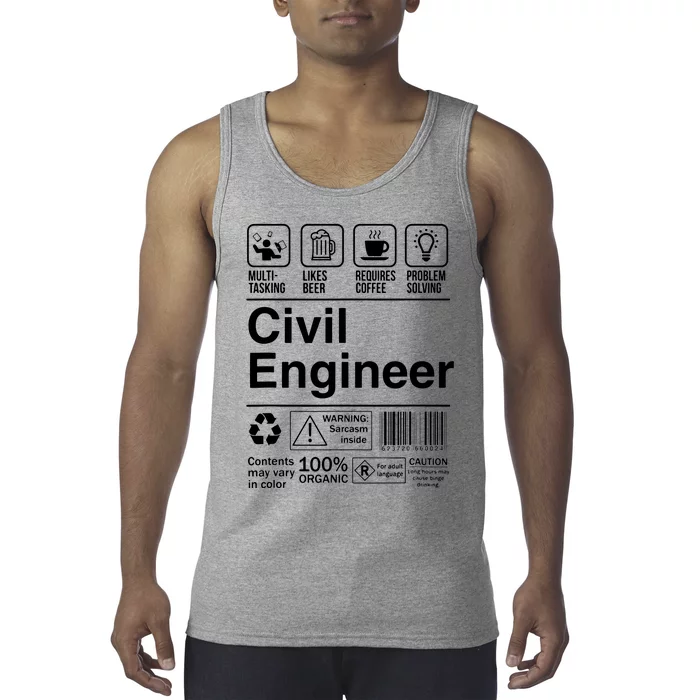 Civil Engineer Product Label Funny Gift Tank Top