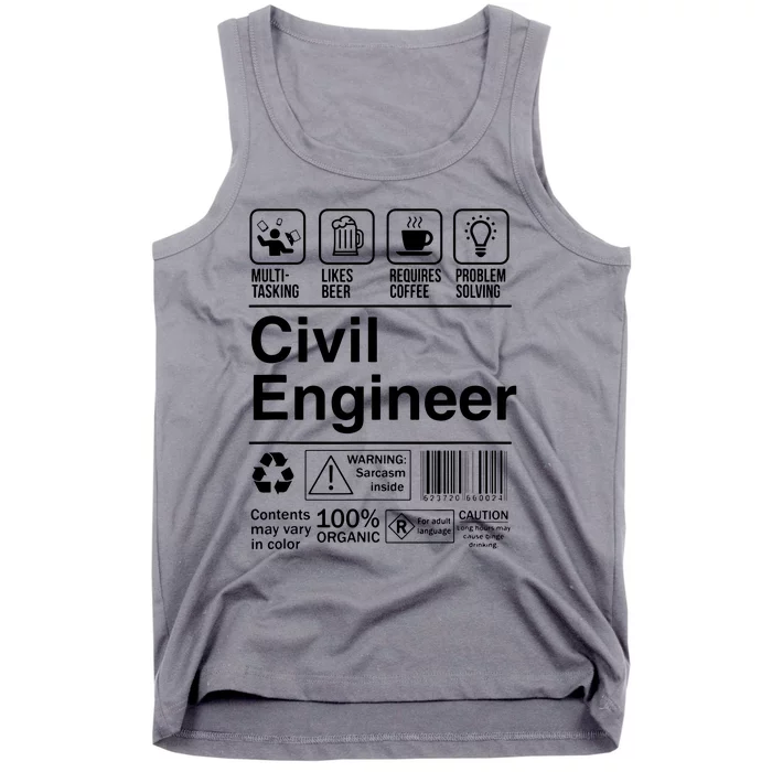 Civil Engineer Product Label Funny Gift Tank Top