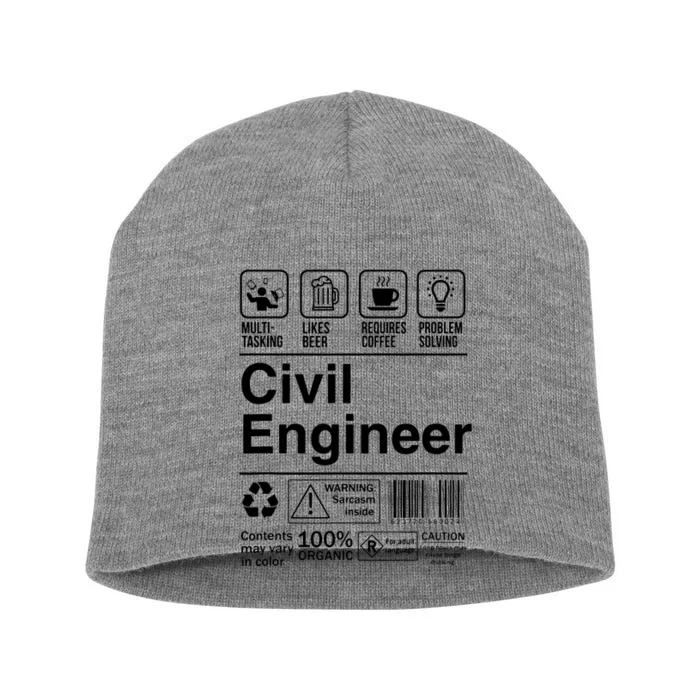 Civil Engineer Product Label Funny Gift Short Acrylic Beanie