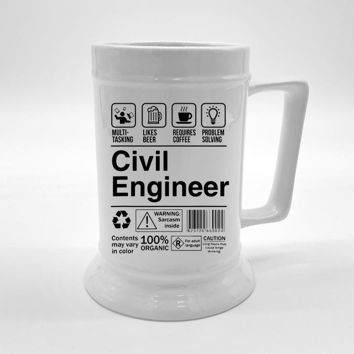 Civil Engineer Product Label Funny Gift Front & Back Beer Stein