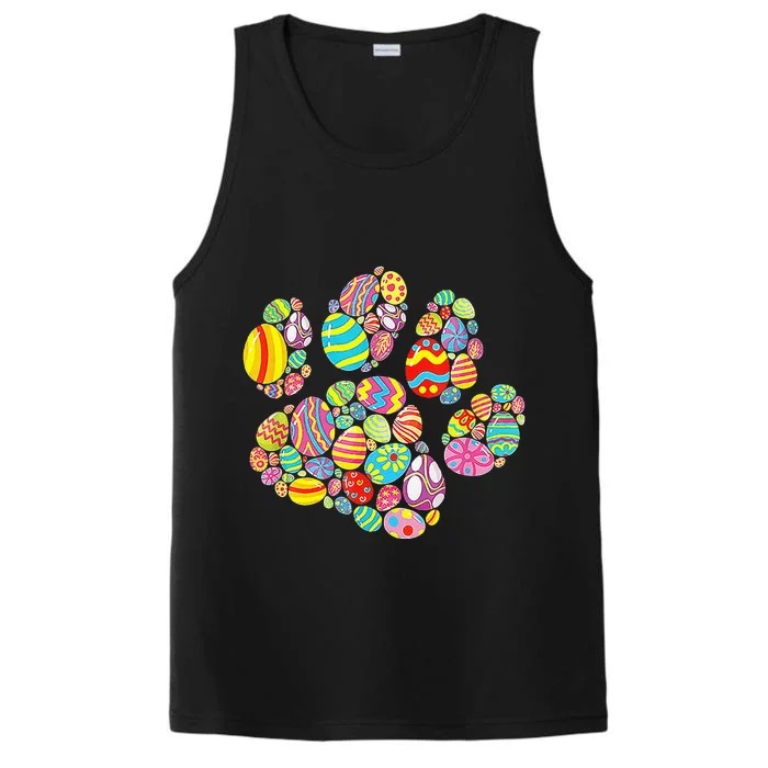 Colorful Egg Paw Print Funny Dog Cat Lovers Easter Day Gifts Performance Tank