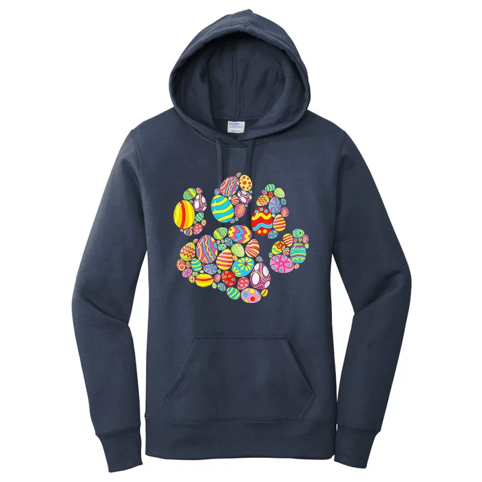 Colorful Egg Paw Print Funny Dog Cat Lovers Easter Day Gifts Women's Pullover Hoodie