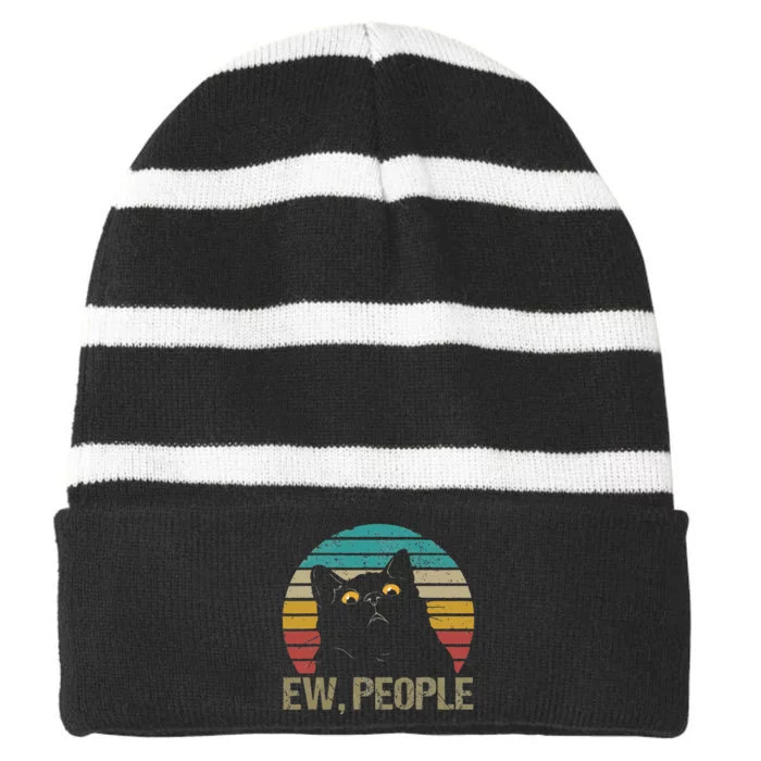 Cat Ew People Striped Beanie with Solid Band