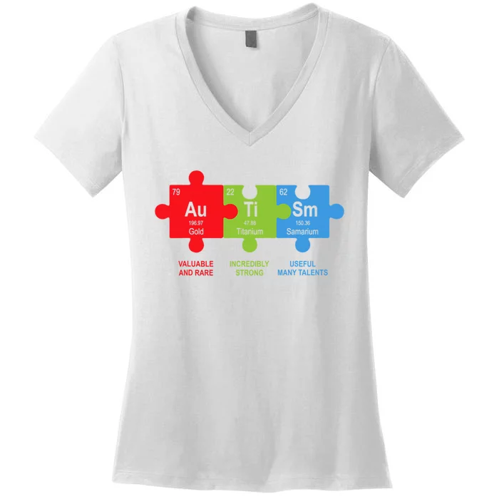 cute Elements Periodic Table ASD Awareness Women's V-Neck T-Shirt