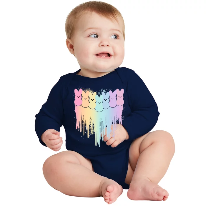 Cute Easter Painted Spring Colors Peeps Baby Long Sleeve Bodysuit