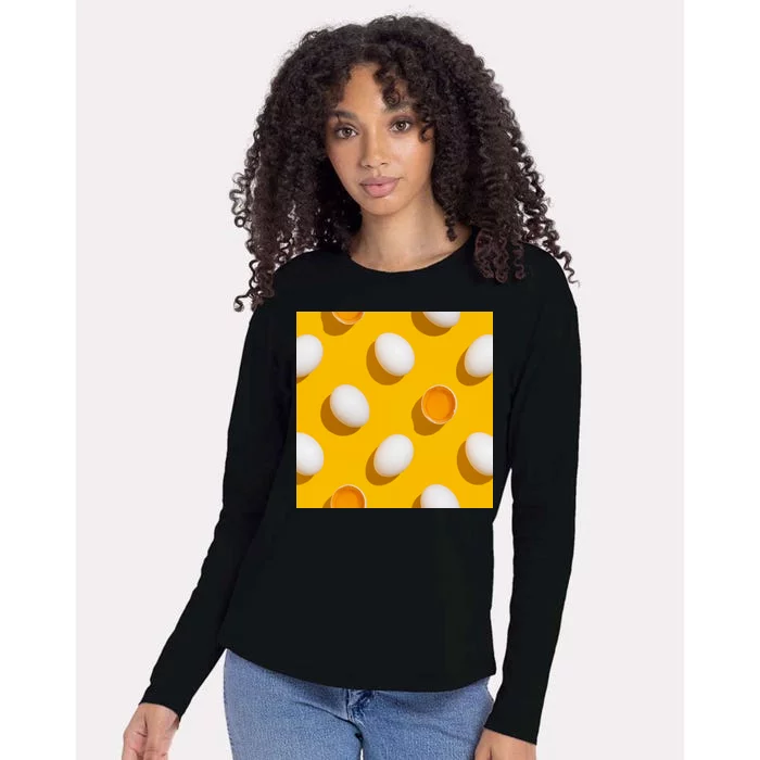 Chicken Eggs Pattern Womens Cotton Relaxed Long Sleeve T-Shirt